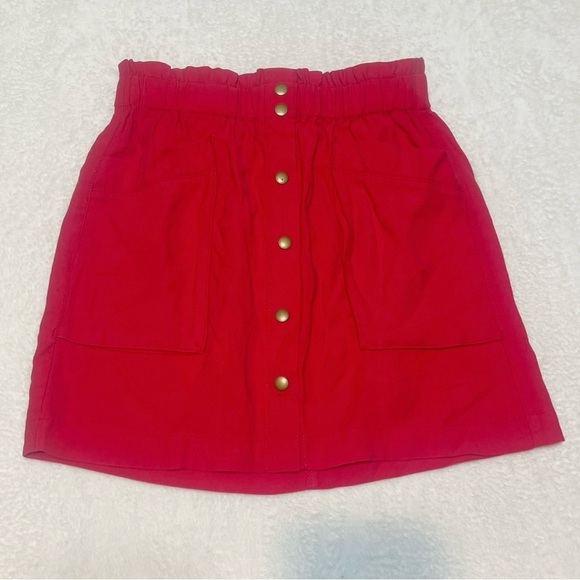 NWT a loves a bright berry red Button Down Paper Bag skirt women's small - Picture 7 of 12